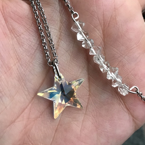 Genuine herkimer diamonds swarovski star necklace - Picture 3 of 8